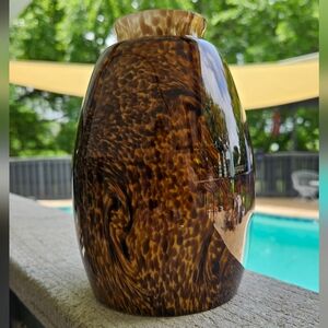 Vintage Pendant Light Replacement Glass Amber Swirl Cheetah Tiger Eye